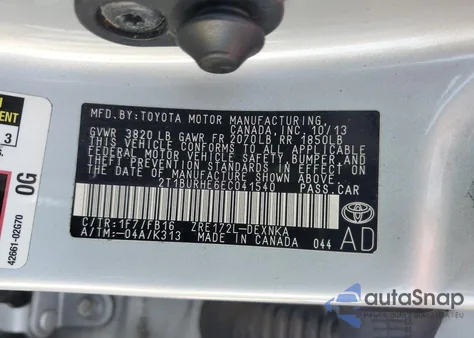 2014 Toyota Corolla L from USA, damaged, VIN 2T1BURHE6EC041540